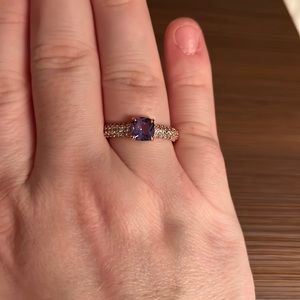 Stunning lab created tanzanite on rose gold plating.